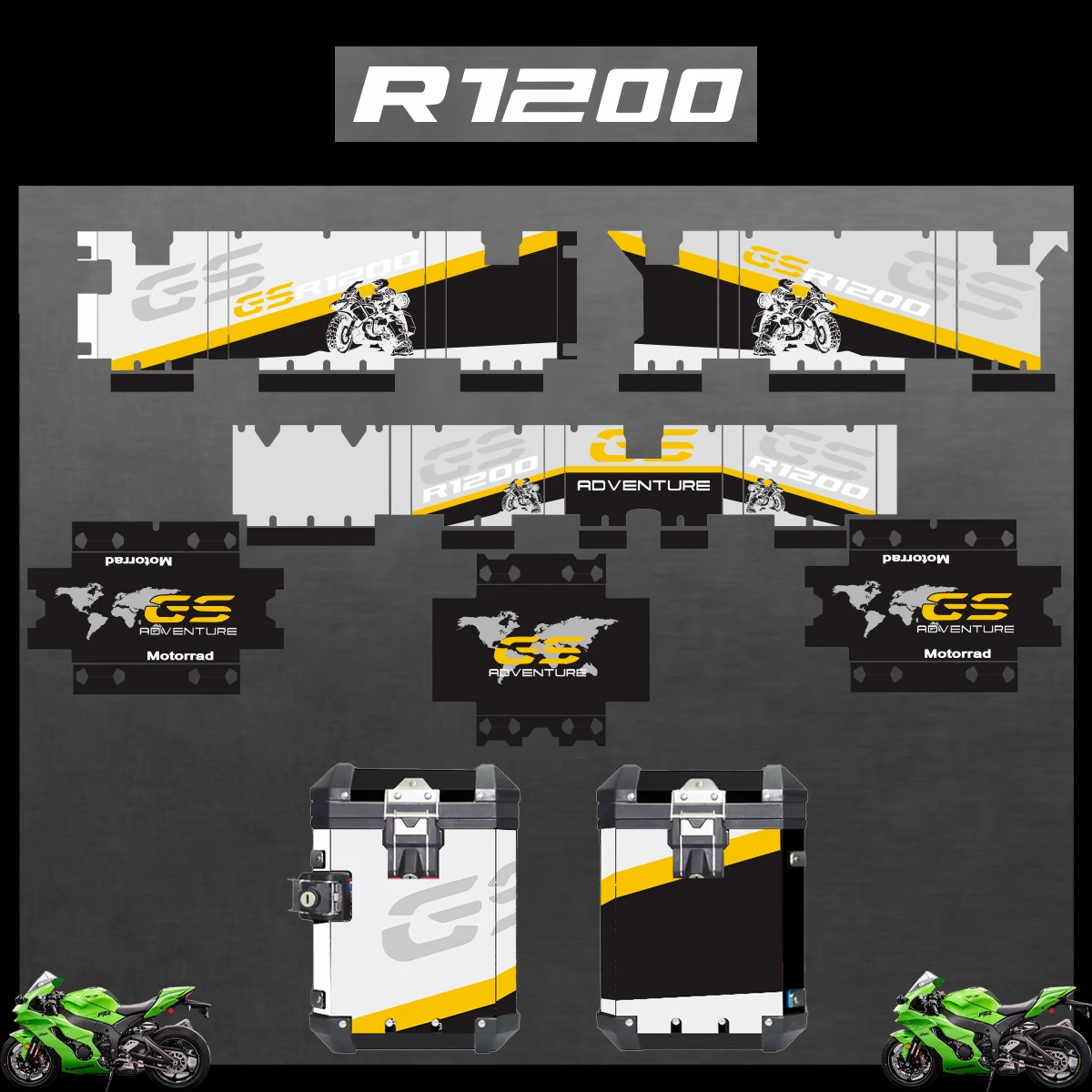 

Motorcycle Stickers For BMW R1200GS R1200 GS 2004-2023 2022 2021 ADV Decorative Alloy Box Sticker Decal Set aluminium pannier