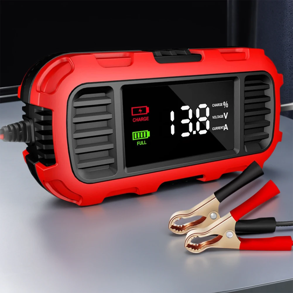12v 2a carregador de bateria de carro display digital carregador de bateria de motocicleta carregador de bateria totalmente automático para bateria de caminhão de carro