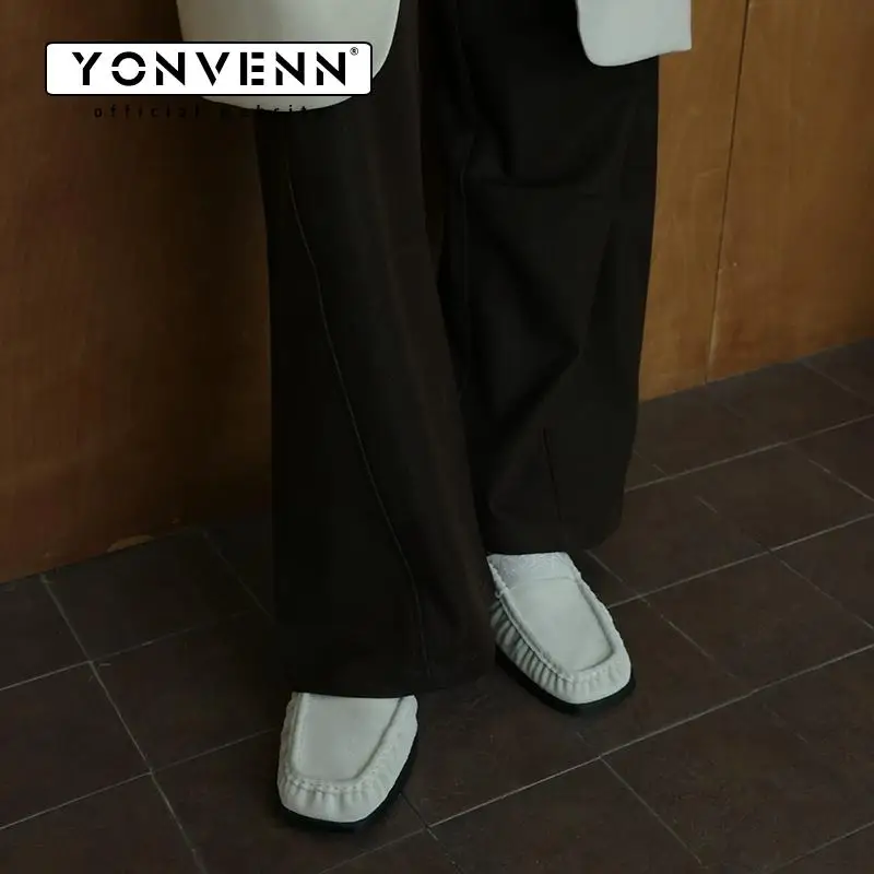 New Three Color Square Head Rose Carving Pattern Loafers Men's Commuting Versatile Head Layer Cowhide Formal Dress Leather Shoes