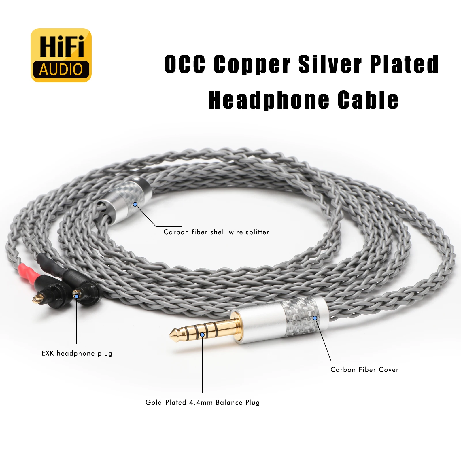 Headphone Replace Cable 4.4mm for MDR EX1000 EX800 EX600  MDR7550 EXK  7N OCC Earphone Wire