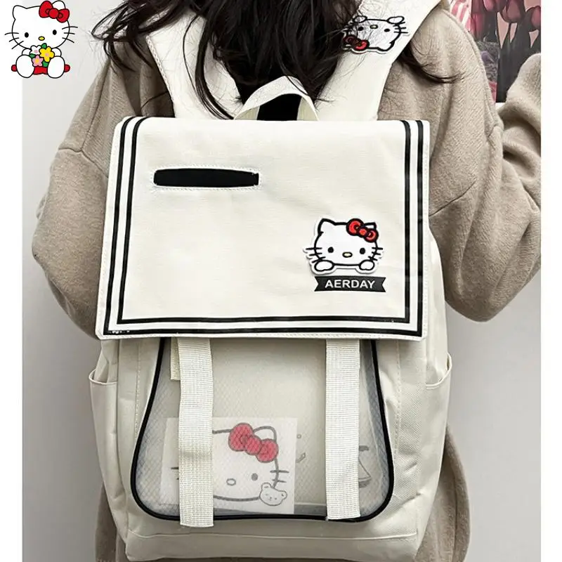 

Милый школьный рюкзак Sanrio Hello Kittys, рюкзак большой емкости для девочек, универсальный рюкзак для отдыха, новый модный праздничный подарок с героями мультфильмов