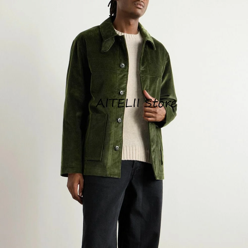 

Пиджаки для мужчин, мужская куртка, модный костюм, костюмы с большими карманами, однобортные повседневные вельветовые куртки с лацканами, пальто, роскошный пиджак