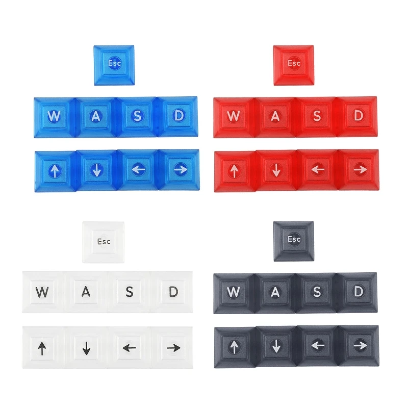 DSA Transparent for Key Cap for MX Switches Mechanical Keyboard UV Character Translucent Keycaps 9 Keys ESC WASD Drop Shipping