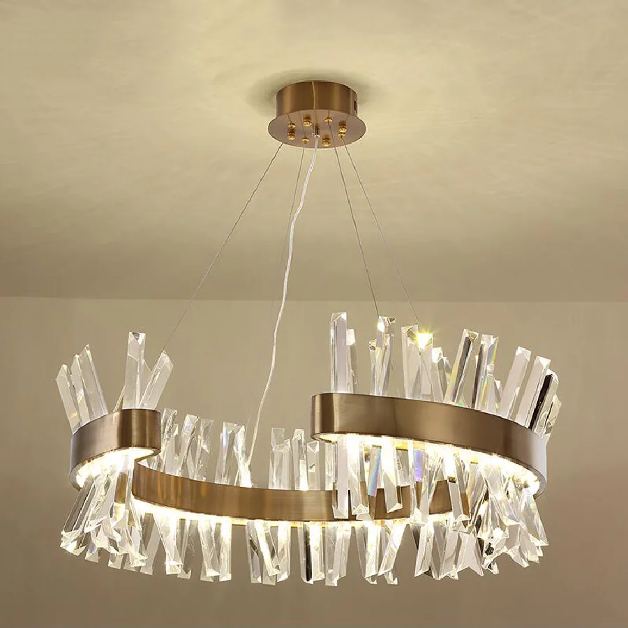 

New Crystal chandeliers Modern Golden Restaurant Light Luxury Upscale Villa Living Room Light