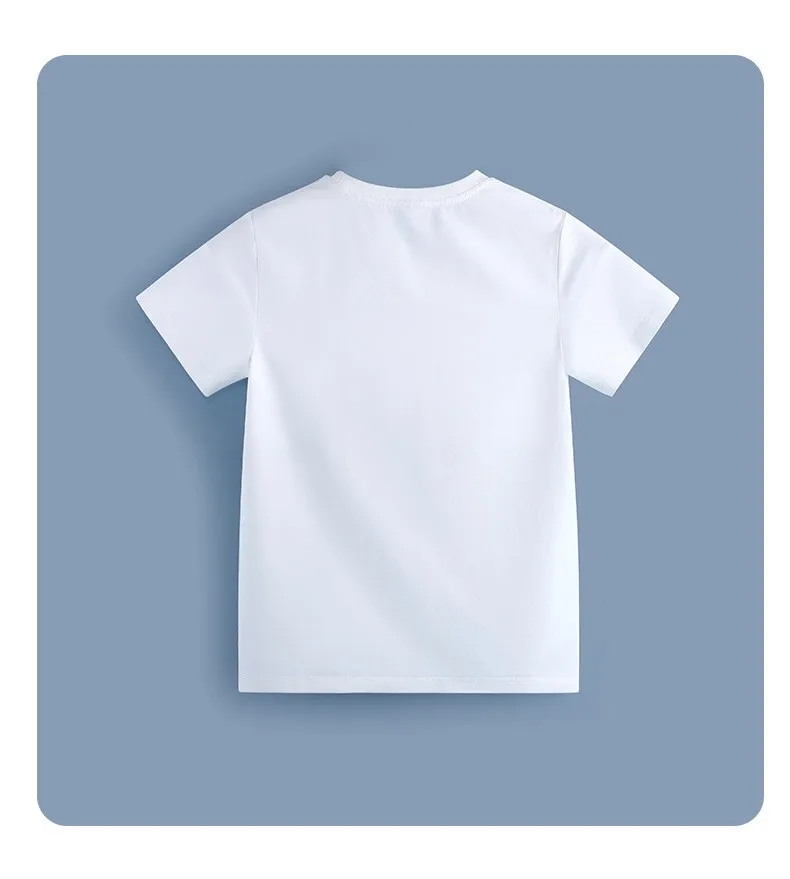 Solid Color 100% Cotton T-shirts Boys Girls Kids Clothes Black T Shirt Summer Casual White Short Sleeve Tshirt High-quality Tops