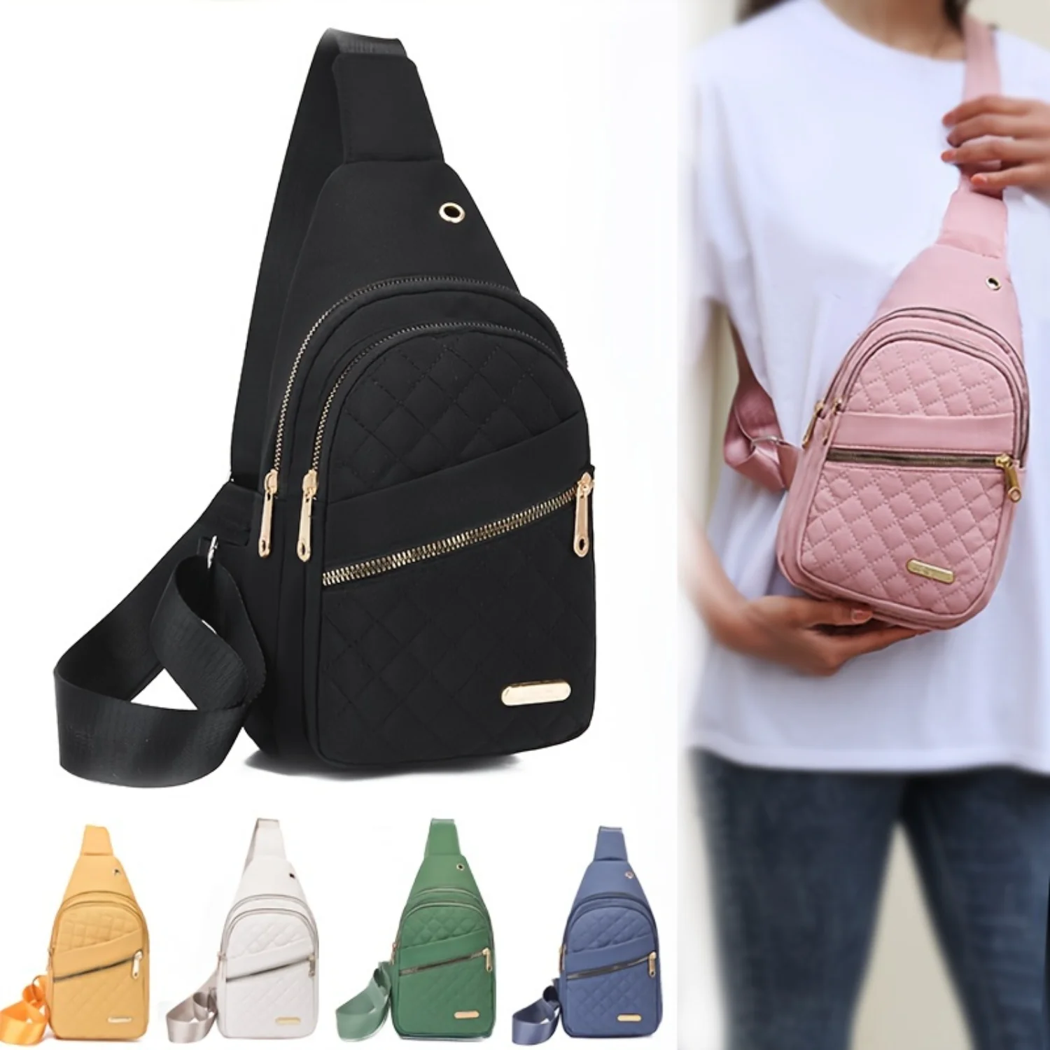 

Fashion Quilted Chest Bag, Outdoor Sports Crossbody Bag, Women's Casual Sling Shoulder Purse