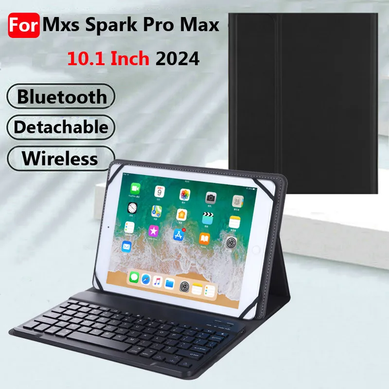 Bluetooth Keyboard Case for Mxs Spark Pro Max Tablet 10.1 Inch 2024 Wireless PU Leather Bluetooth Keyboard Protective Case