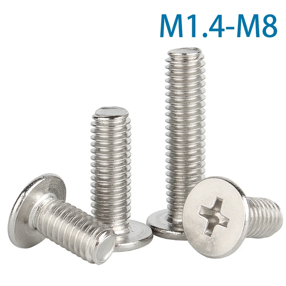 5-20Pcs M1.4 M1.6 M2 M2.5 M3 M4 M5 M6 M8 304 Stainless Steel CM Cross Phillips Ultra Thin Super Low Flat Wafer Head Screw Bolt