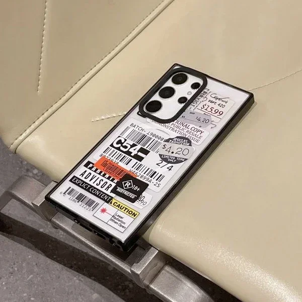 

Shipping Label Magnetic Acrylic Black Border Case for Samsung Galaxy S 23 S24 S25 Ultra Plus S25+ S25U Protective Cover