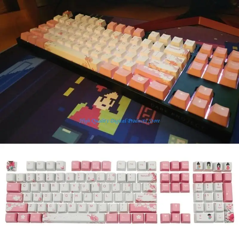 

U2JE 108 Keys PBT Keycaps Set Cherry Blossom Keycaps Dye-Sublimation OEM Profile
