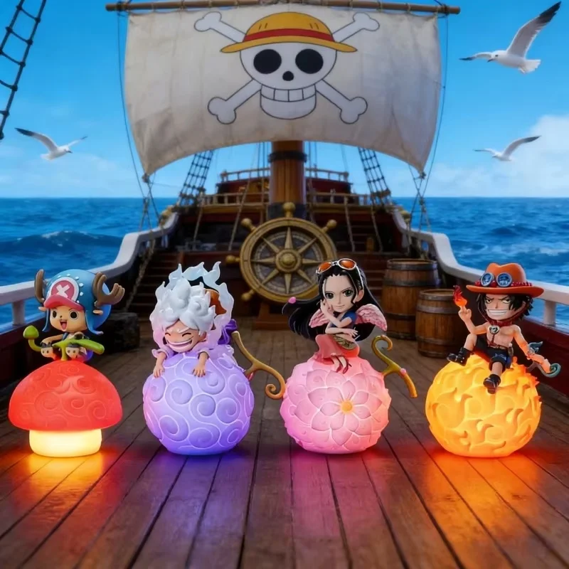 Nueva Lámpara Nocturna Temática de One Piece - Estilo Fruta del Diablo, Caja Sorpresa de Robin y Ace, Figura de Anime, Lámpara de Escritorio, Juguetes y Regalos