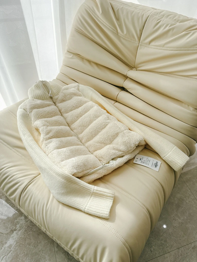 

Повседневное стеганое пальто Jaet Teddy Knitted Sve Patchwork Du down, теплое пальто с воротником-стойкой для женщин, Thiened из полиэстера