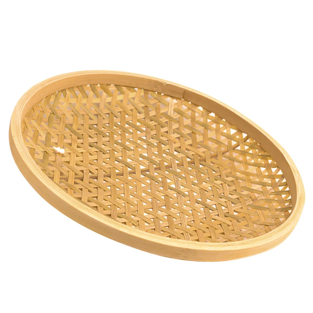 

Tabletop Dessert Tray Bamboo Woven Basket Snack Plate Storage (large Size) Decor Circle Desktop Fruit