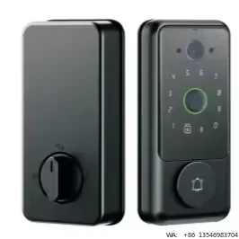 Smart Door Lock Video Doorbell with Fingerprint Password Card APP Access and 2500mAh Battery Matte Black
