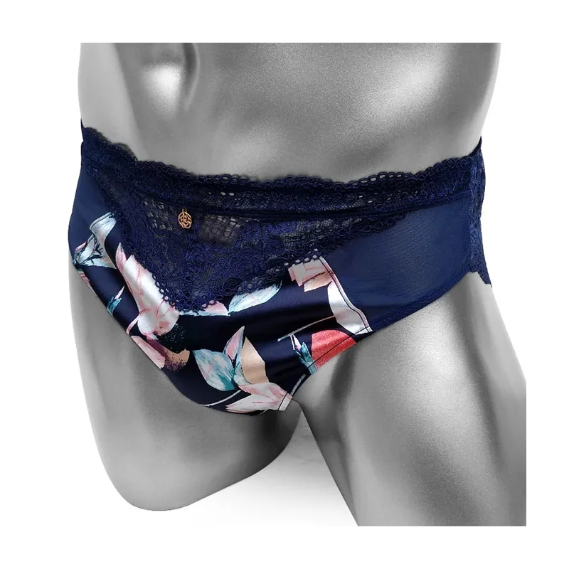 

Кружевные сексуальные трусы-сисси, мужское нижнее белье, атласные лоскутные трусы с цветочным принтом, прозрачное нижнее белье для геев, трусики-сисси