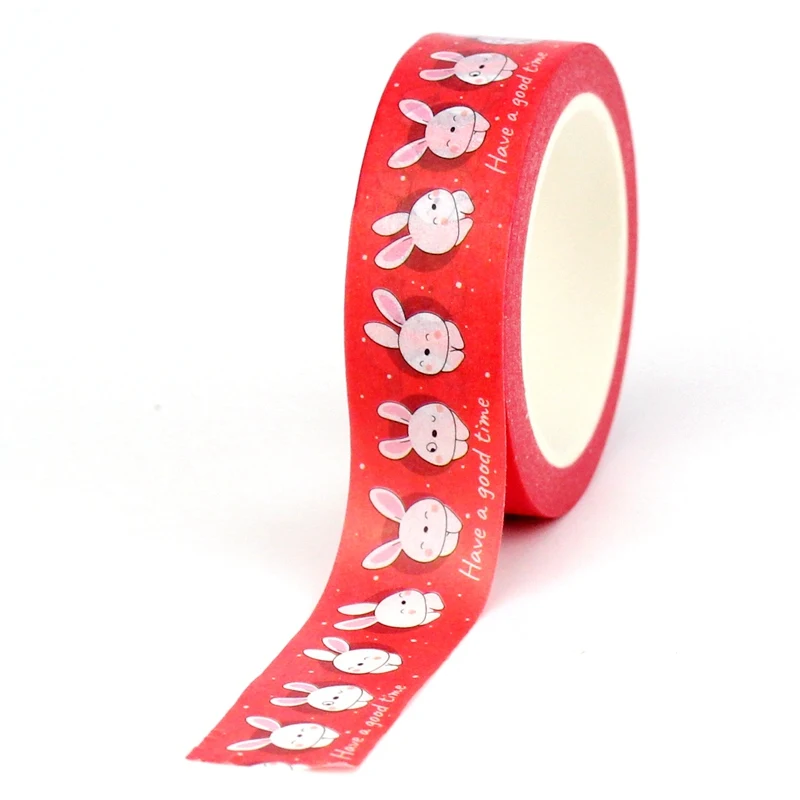 2023 NEW 1PC. 10M Decor Bunny Have a good time Washi Tape for Scrapbooking Journaling Adhesive Masking Tape Cute  Stationery