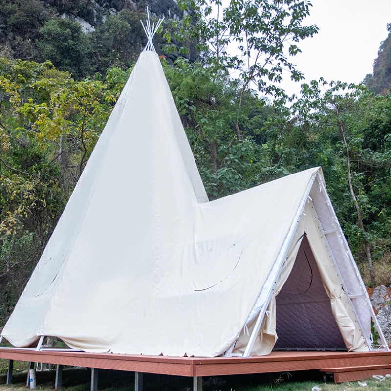 Pyramid Tent House Double-Layer Rainproof Scenic Spot Camp Hotel Tent