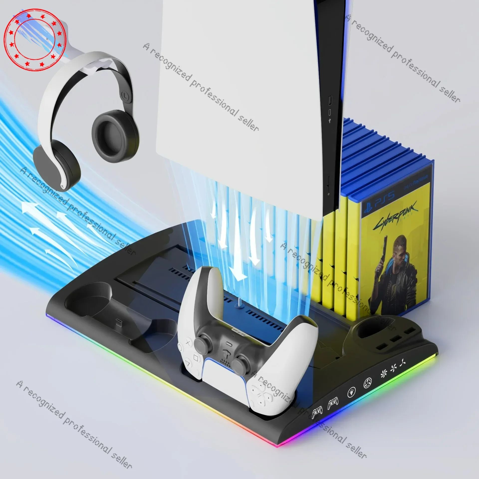 

Многофункциональный кронштейн для PS5/PS5Slim, ручка для PS5, двухместная зарядка, стеллаж для хранения наушников