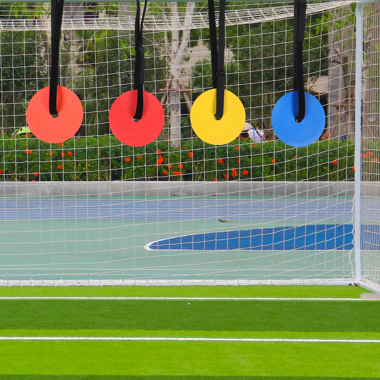 4-delige voetbaldoeldoelschijven set Tpe duurzame verstelbare markers voor voetbal hockey honkbal praktijk rood geel oranje blauw