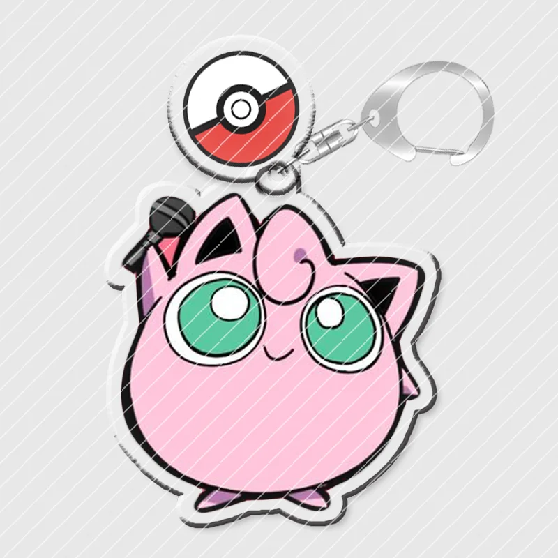 Keychain for Pokemon Jigglypuff Gengar Dedenne Lucario Bulbasaur Mimikyu Litten Munchlax Meowth Shinx Litwick Anime Game Gifts