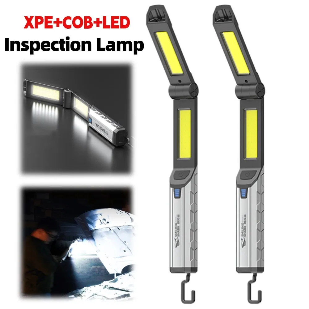 

Портативный светодиодный рабочий фонарь XPE + COB, лампа для ремонта гаража автомобиля с крючком, ручная инспекционная лампа, аварийный фонарик