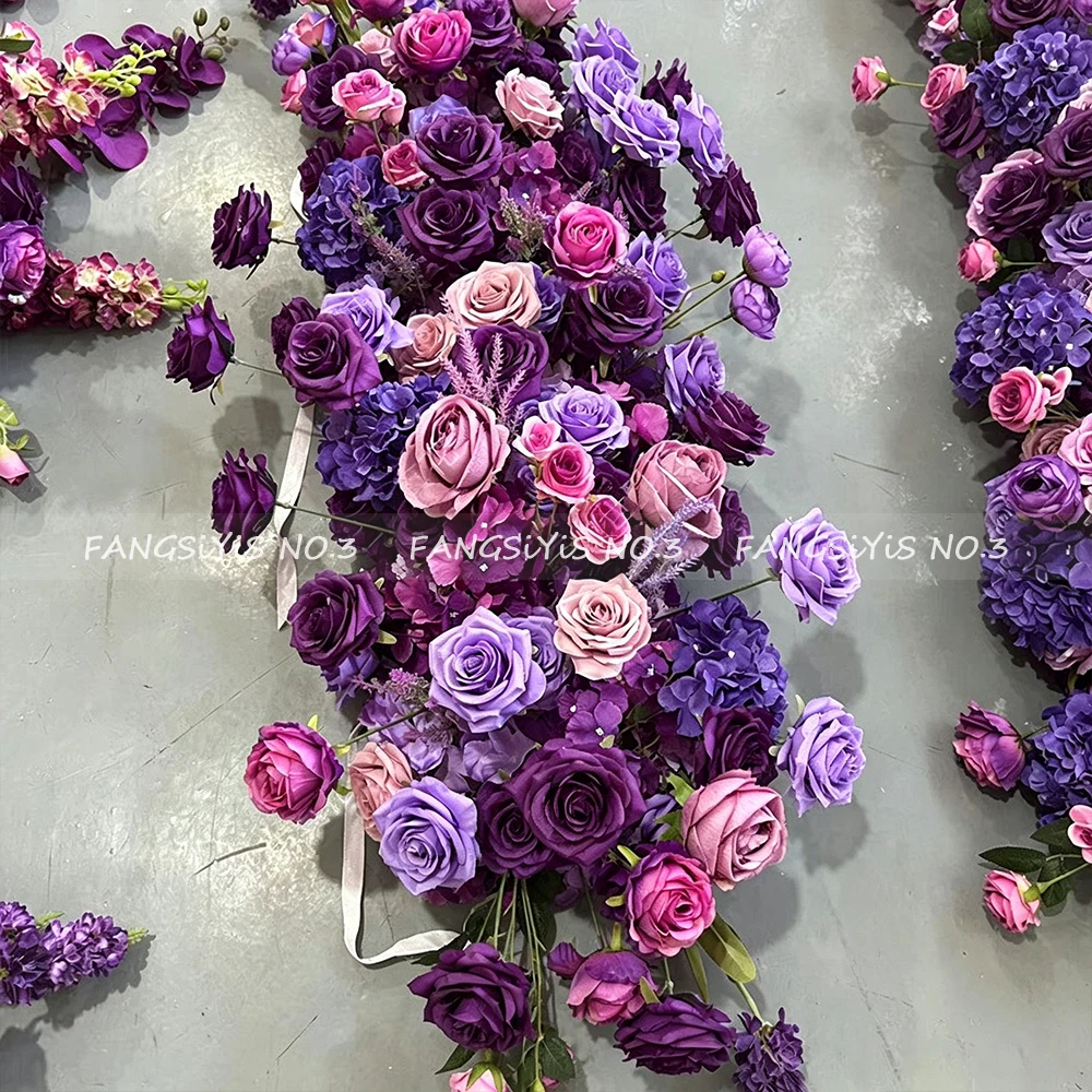 2M/1M 高級紫のバラ造花列 ウェディングテーブルセンター - Flower Wall Panel のレビューと価格