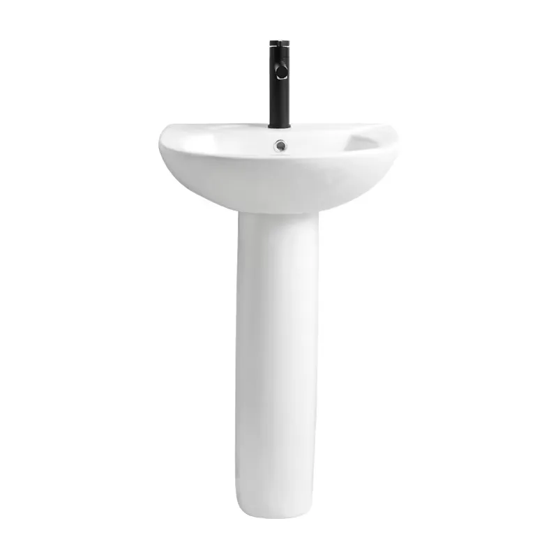 

Cheap Price Small Size Back To Wall Free Stand Bathroom Sink Ceramic Full Pedestal Wash Basin