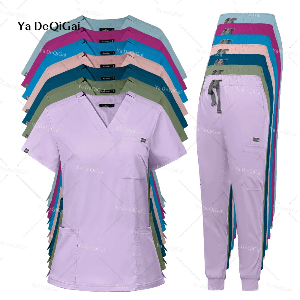 Roxo Sala de Operação Roupas, Uniformes Médicos, Scrubs Set, Hospital Trabalhando Scrubs Set, Enfermeira Dental Cirurgia Terno Workwear