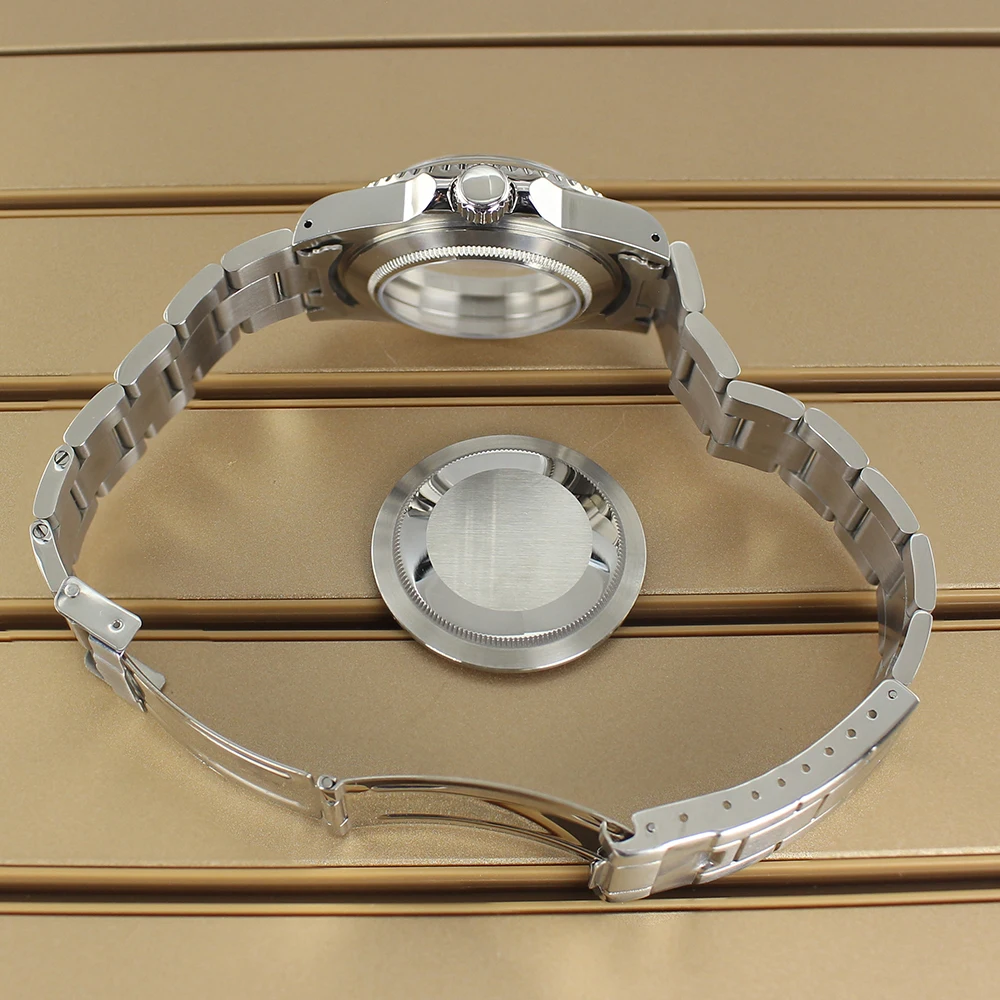 Prata 38mm caso vintage para nh35 nh36 nh34 nh70 movimento relógio caso cinta peças de reparo cúpula vidro acrílico moldura unidirecional