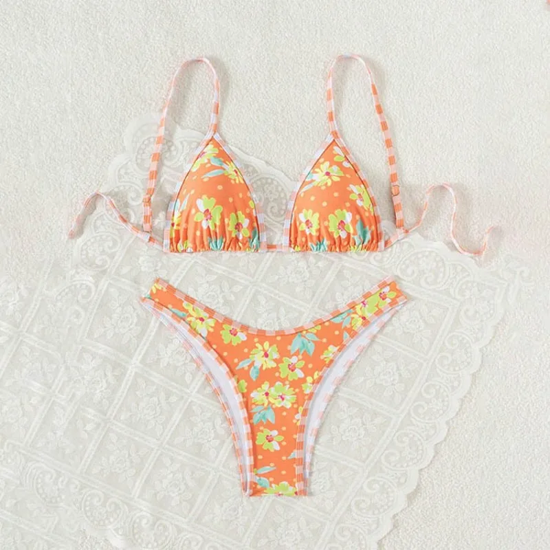 Conjunto de Bikini de lujo para mujer, traje de baño con lazo lateral ajustable, traje de baño Sexy de cintura alta separado para Fiesta EN LA Piscina, vacaciones en la playa, 2025 ​