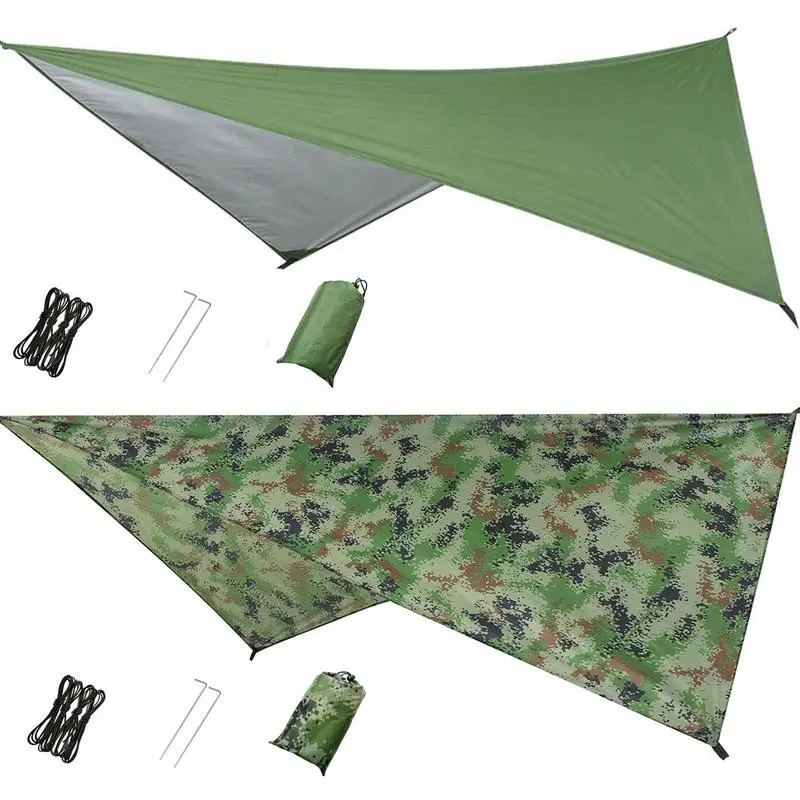 Large Hammock Waterproof Rain Fly Tent Tarp Lightweight Portable Waterproof Ripstop Easily Fold Sun Shelter UV Protection