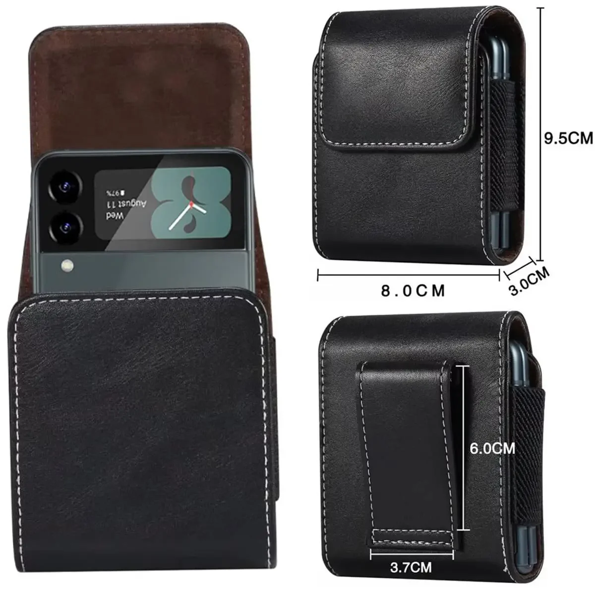 Belt Clip Leather Phone Case for Samsung Galaxy Z flip6 Flip4 Flip 4 5g FLIP5 Flip3 Flip 6 5 3 for Moto Razr Protection Cover