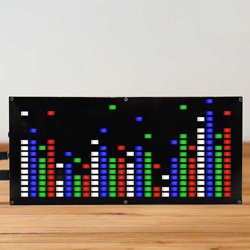 DIY LED Music Spectrum Display Kit 4 Color 24*16 Dot Matrix Rhythm Lights Electronic Soldering Kit DC5V with USB Power Cable