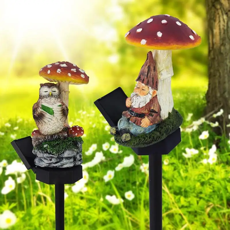 Solar LED Mushroom Lights Solar Fairy Statue LED Mushroom Sculpture Landscape Lighting Pathway Stakes Decorative Stakes For Back