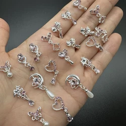 10pcs Mixed Style Luxury Nail Art Dangle Accessories Love Moon Bow 3D Nail Charms Bulk Alloy Rhinestones Nail Art Decoration DIY
