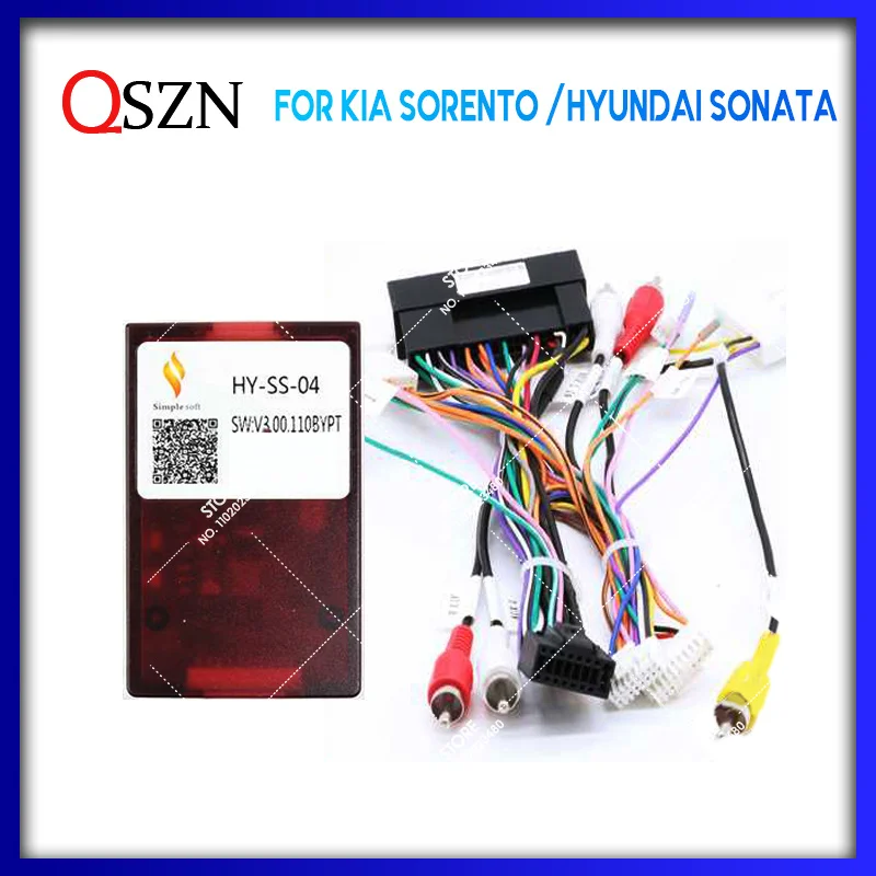 QSZN Dla KIA SORENTO /HYUNDAI SONATA Android Radio samochodowe Canbus Box Dekoder Wiązka przewodów Adapter Kabel zasilający HY-SS-04