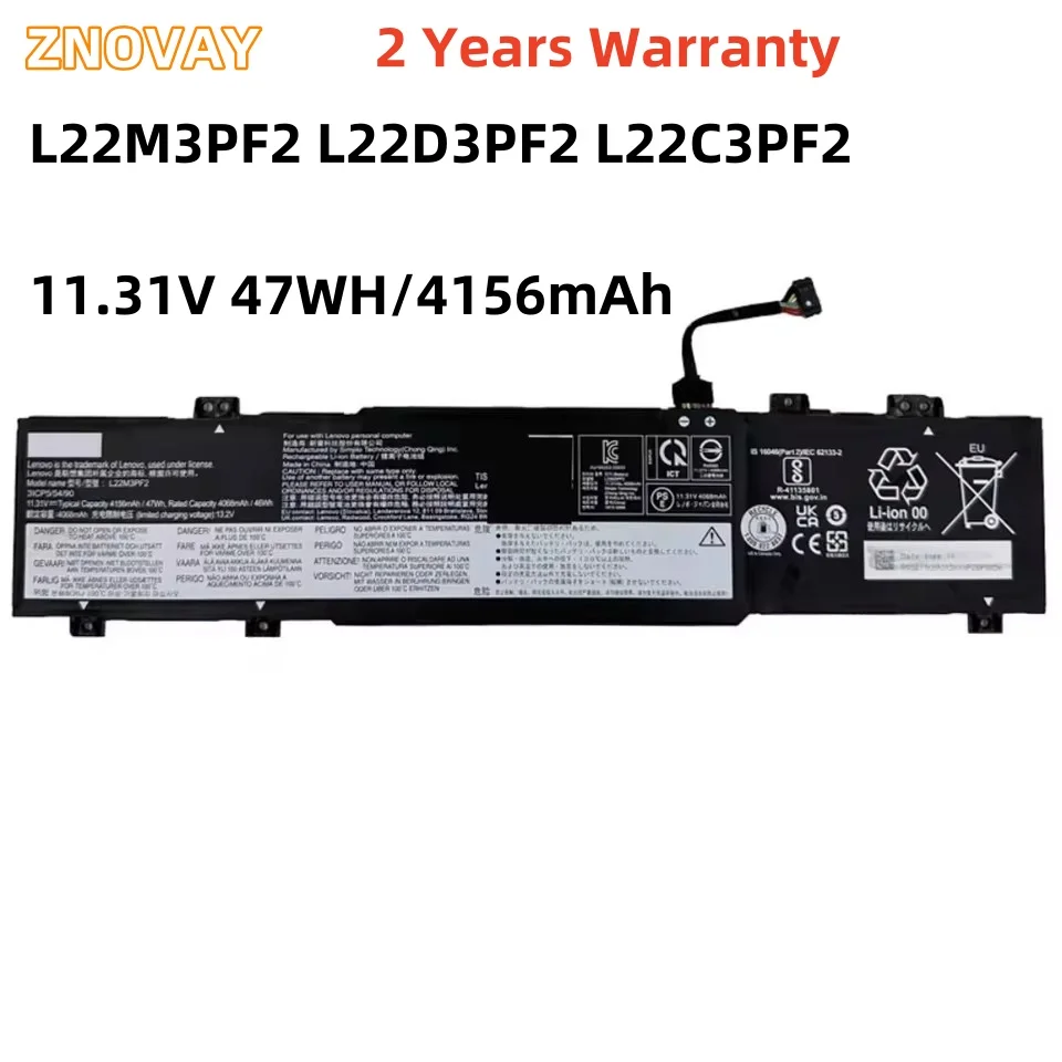 

ZNOVAY L22M3PF2 L22D3PF2 L22C3PF2 11.31V 47WH/4156MAH Laptop Battery for Lenovo Ideapad Slim 3 15IRU8
