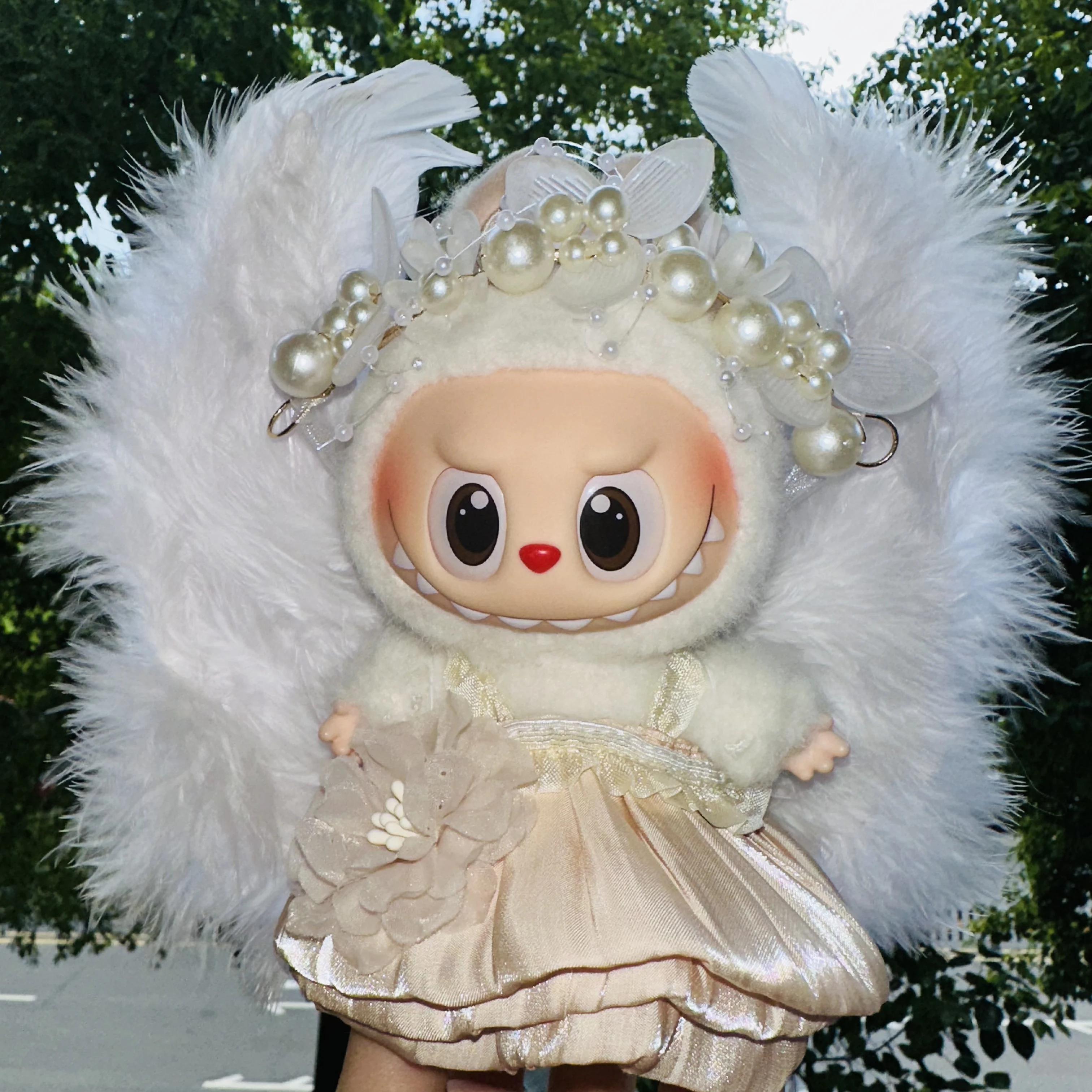 

Labubu Doll Clothes Outfit Accessories Elegant Accessories White Feather Wings & Crown For Labubu V1 V2 V3 Plush Doll's Clothing