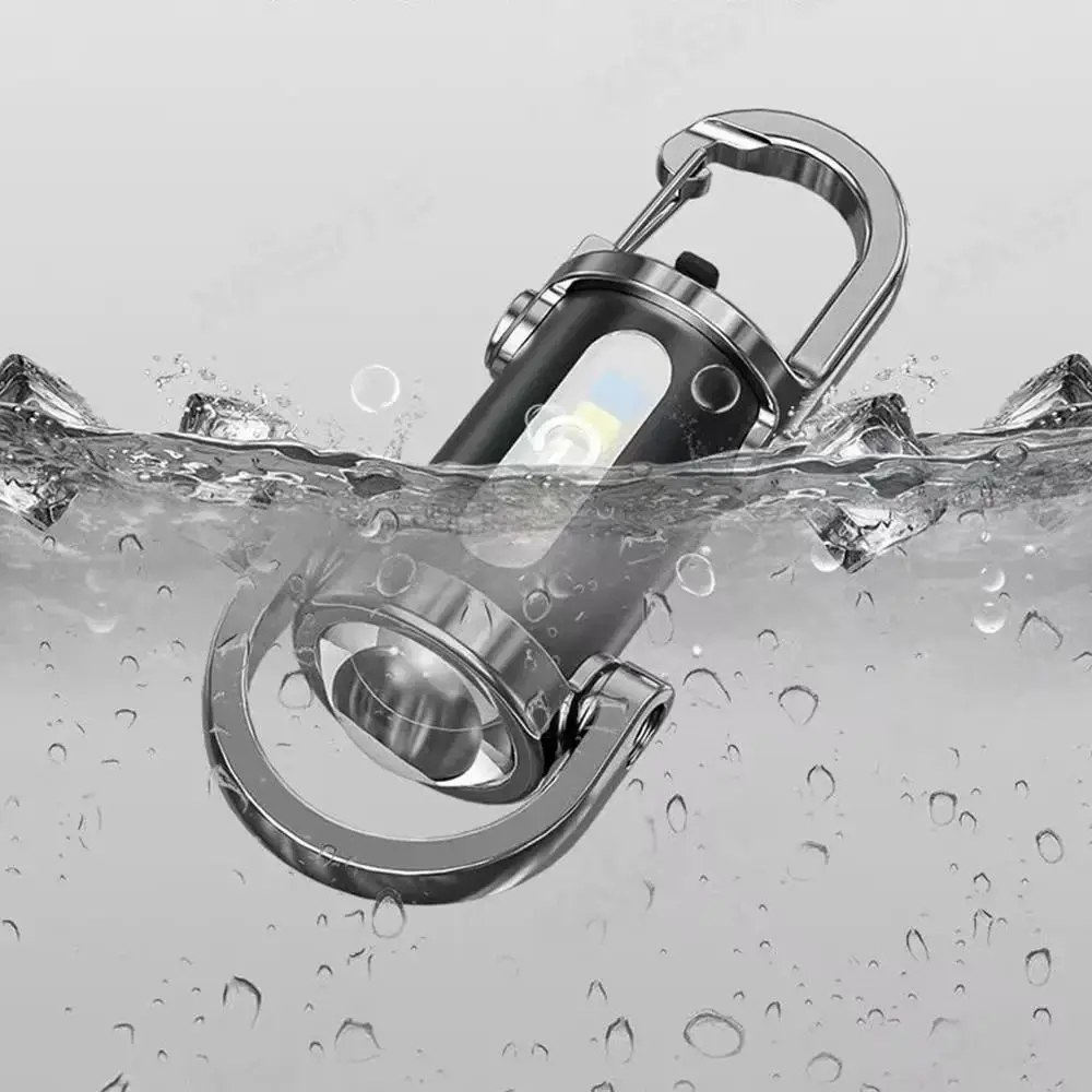 

COB LED LED Keychain Flashlight 7 Gears Adjustable USB Rechargeable Portable Work Light with Hook Waterproof