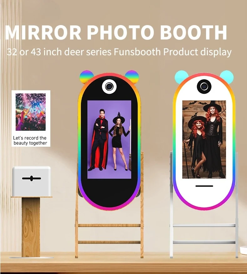 Nuevo Espejo Fotográfico con Marco LED para Selfies, Cabina de Fotos Portátil con Pantalla Táctil, Espejo Mágico con Pantalla Táctil de 43 Pulgadas