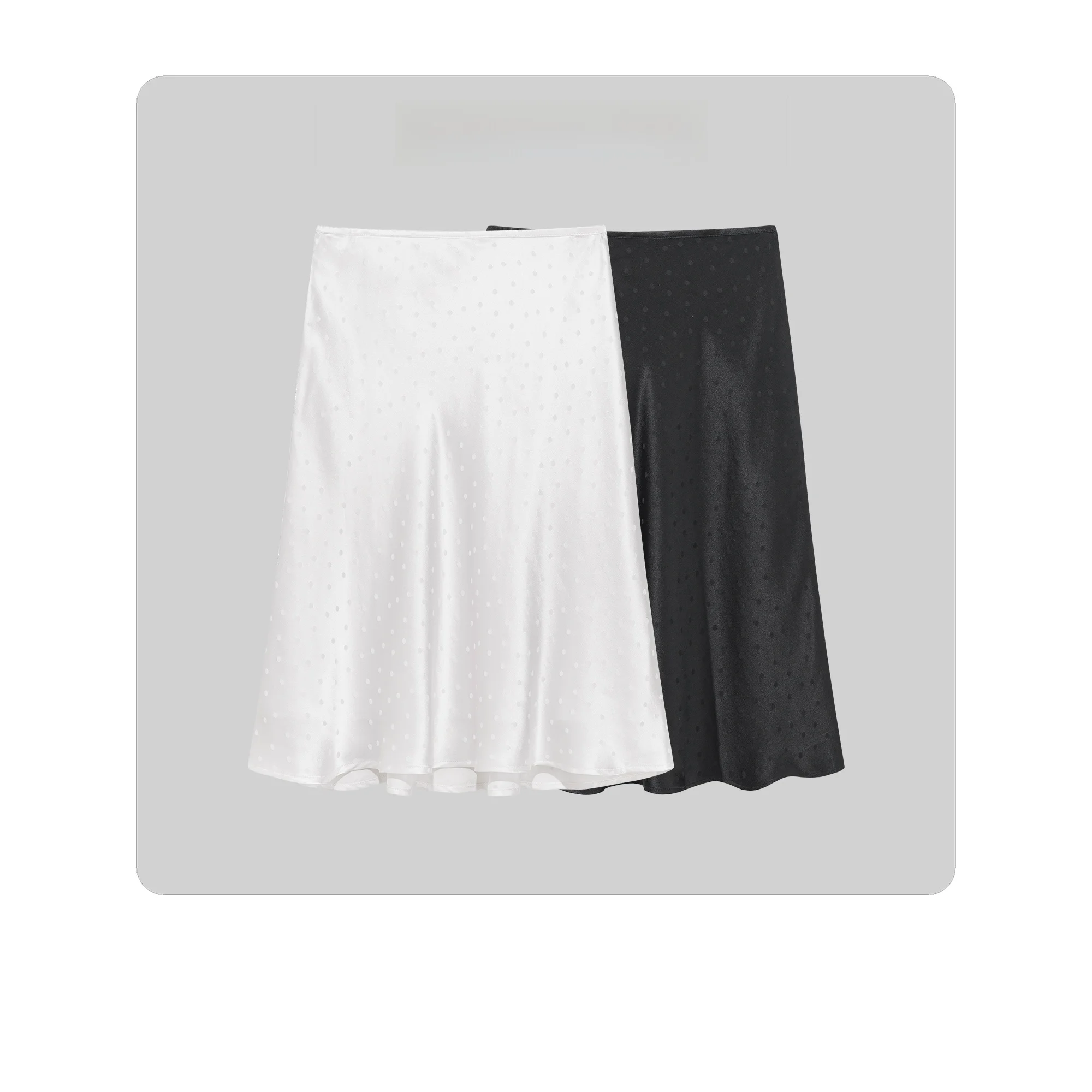 

Hua Ji Yan Polka Dot Silk Skirt 00% Silk Glowing Design Commute Sle Low Waist Stand Fit for Ladies