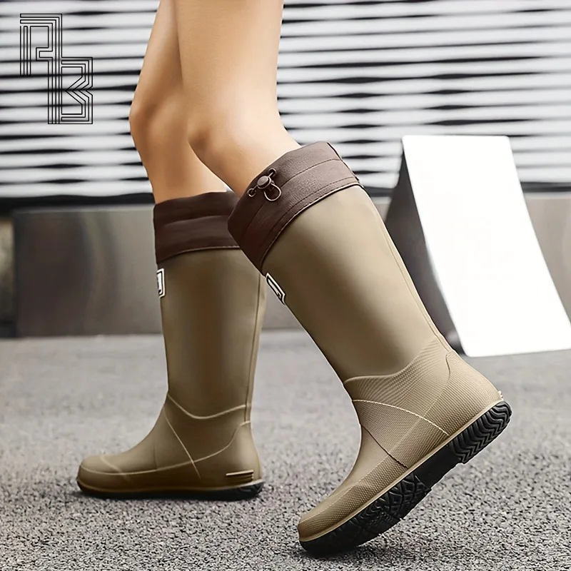 

Длинные складные резиновые сапоги для взрослых пар, водонепроницаемая и противоскользящая обувь от дождя