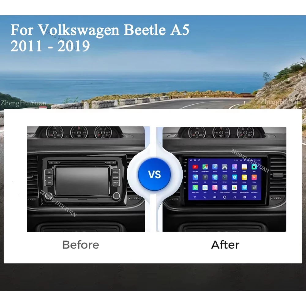 ل Volkswagen Beetle A5 2011 - 2019 أندرويد 15 12 + 256GB CarPlay راديو السيارة التلقائي مشغل فيديو الوسائط المتعددة نظام تحديد المواقع وحدة رأس ستيريو 4G