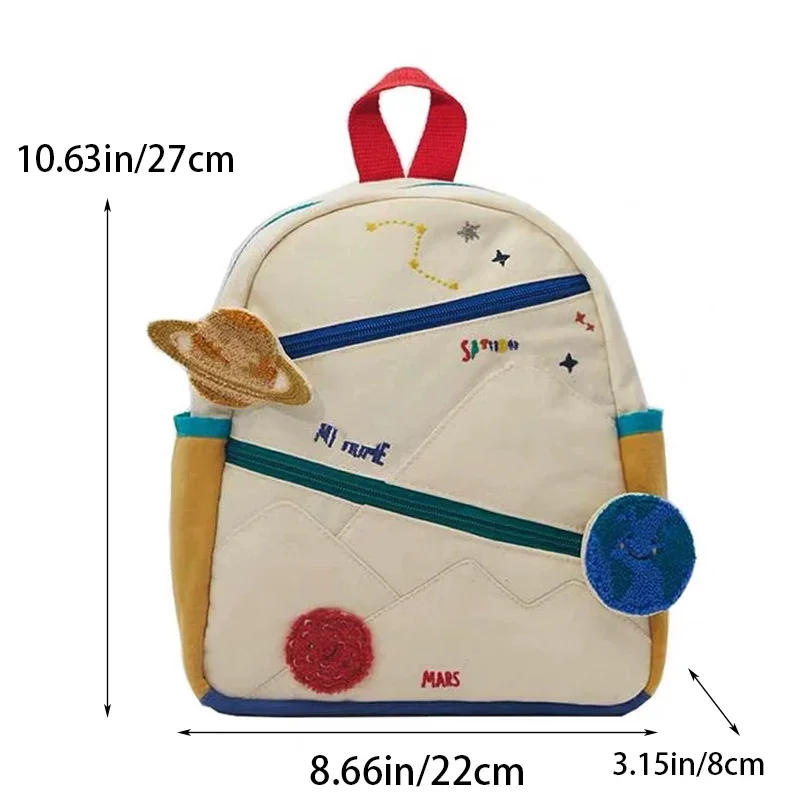 Novo planeta dos desenhos animados das crianças mochila lona leve jardim de infância moda saco escolar mochila viagem