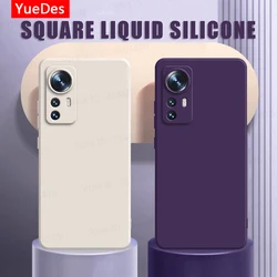 Original Square Liquid Silicone Case Covers for Xiaomi Mi 12 Pro 12T 12X 12S Ultra 5G Candy Cute Phone Back Fundas 12Pro 12SPro