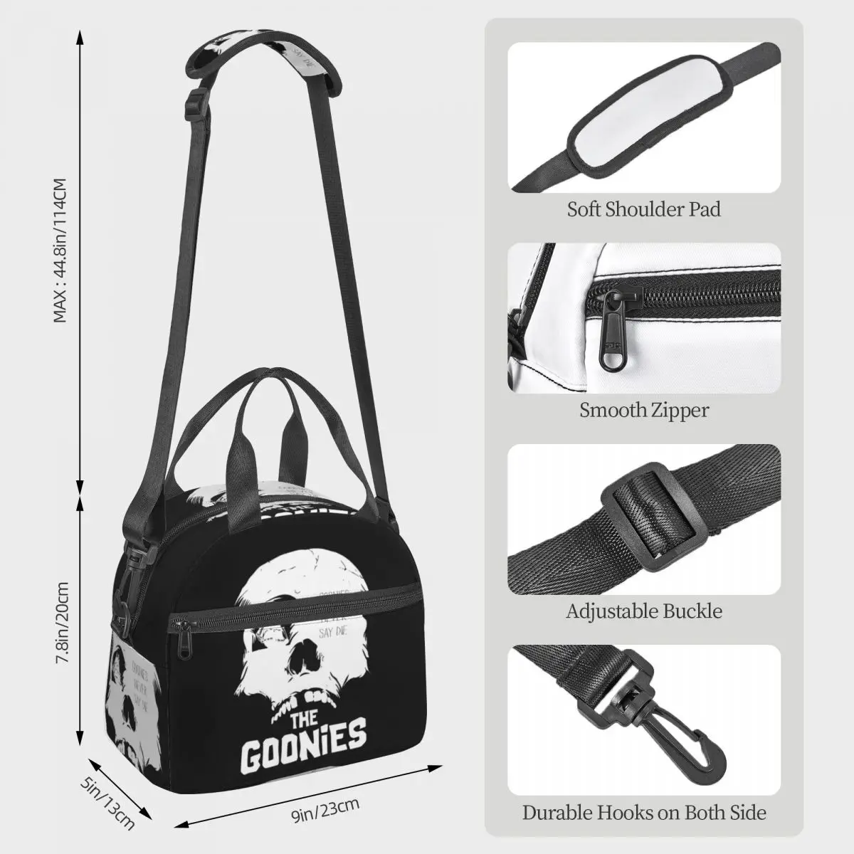 Goonies Never Say Die Lunch Bags Insulated Bento Box Portable Lunch Tote Picnic Bags Thermal Bag for Woman School