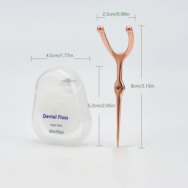 NEW Stainless Steel Toothpick Dental Floss Reusable For Y Shape Flossing Holder Set Portable ECO-friendly Teeth Cleaning Tools