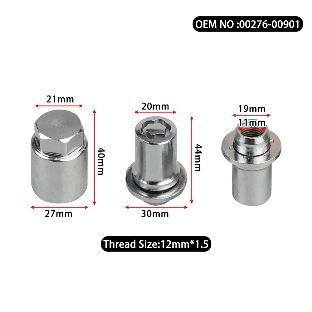 00276-00900 00276-00901 33MM/44MM 4Nuts+1Key Anti-theft Height Wheel Lock Lug Nuts Set M12x1.5 For Toyota Lexus PT27648100