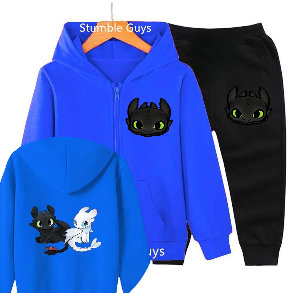 

Spring Dragon Master Zipper Hoodie set Children's Clothing Girl Anime Sweatshirt Baby Boy Top Teen Sonic truck load