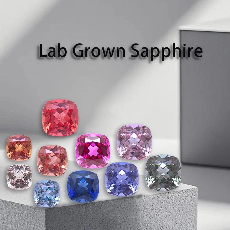 

Square Cushion Lab Grown Sapphire Czochralski Method Multiple Colour Charms Beads Diy Jewelry Making Material AGL Certificate